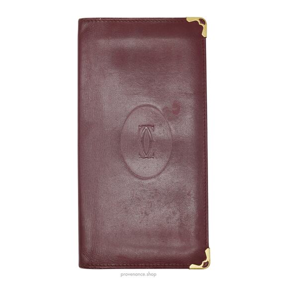🔴 Cartier Long Wallet - Burgundy Calfskin Leather - Picture 1 of 5